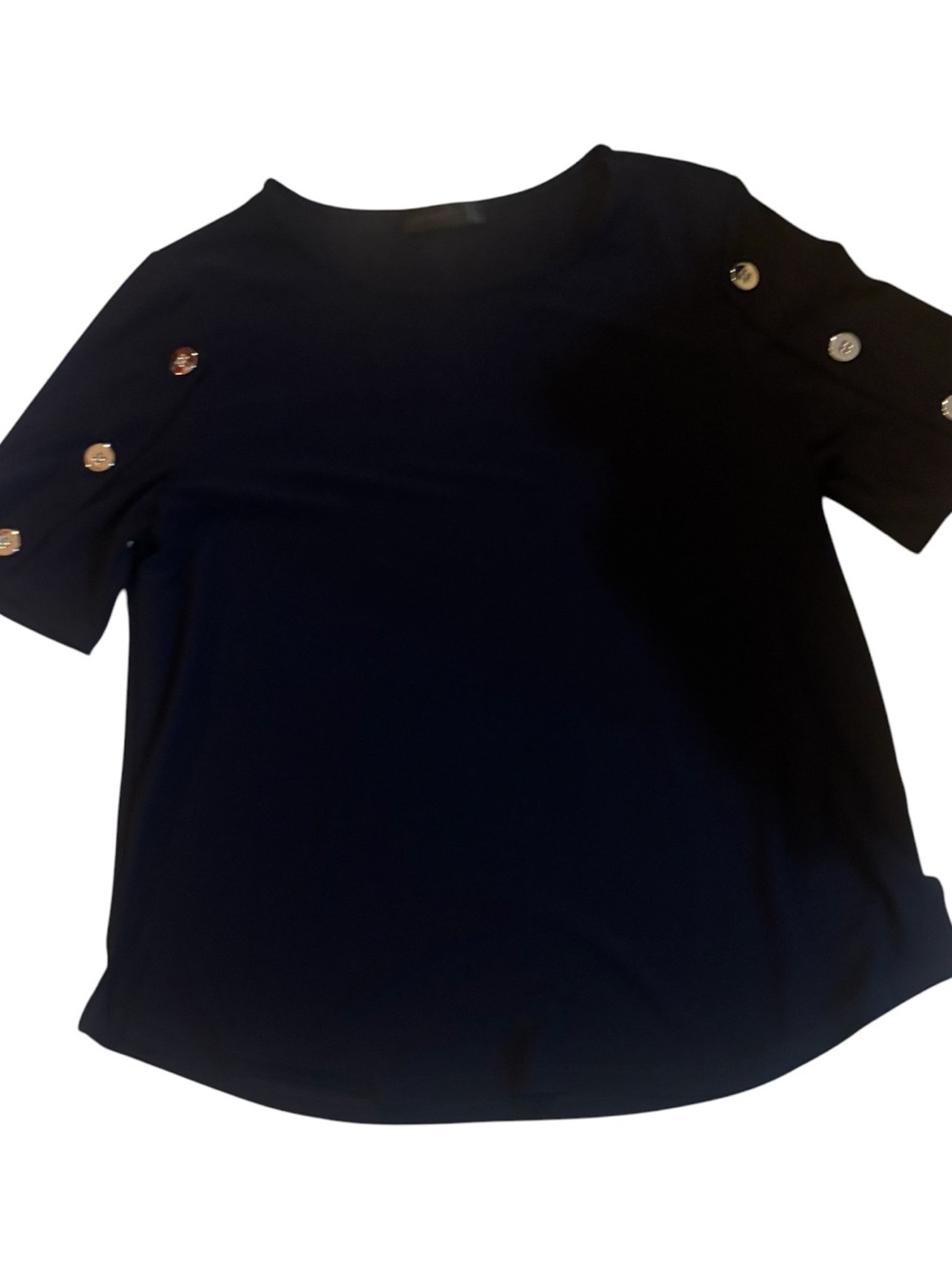 Love Scarlett  S/S Dark Blue Sz  Medium Blouse Lace Sleeves